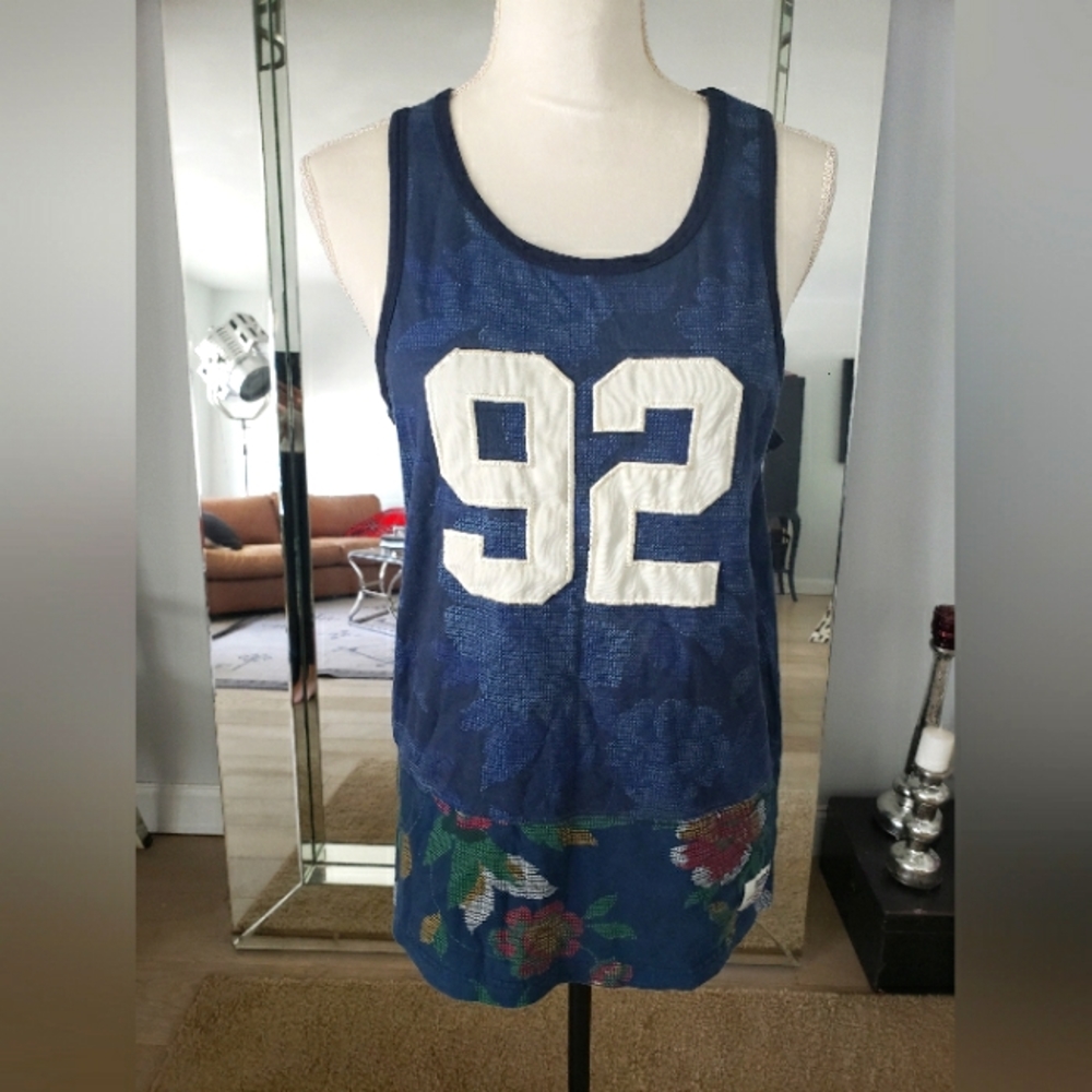 Lemar & Dauley Blue Tank Citrus, Altius, Forties Size Small Vintage